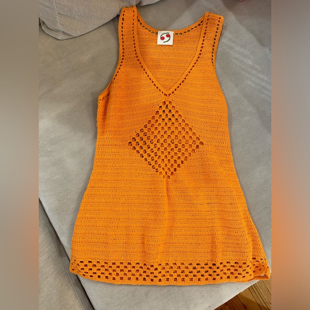 Orange Crochet Cover Up
